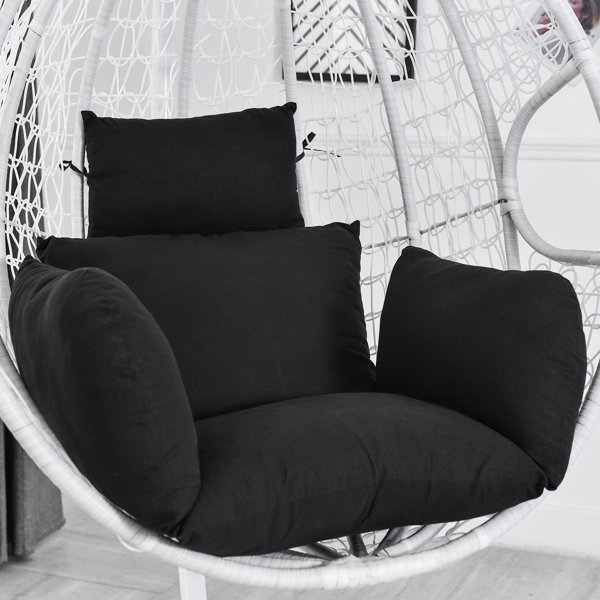 DSYOGX Swing Chair Cushion, Black Hanging Chair Cushion Pillow With Polyester Fiber Egg Chair Cushion For Hanging Chairs, Back Chairs, Seat Cushion Only, 66x45cm